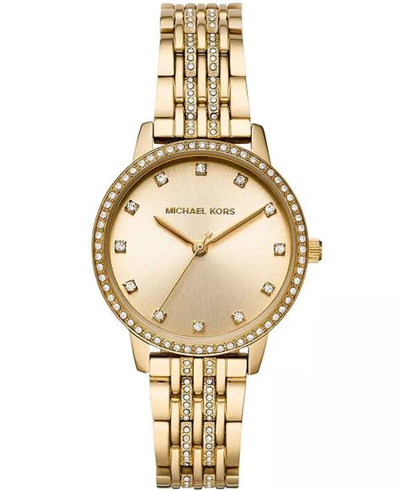 Michael Kors Women Watch Gold Crystal Pave Bezel Champagne Dial Bracelet Gold main image 6